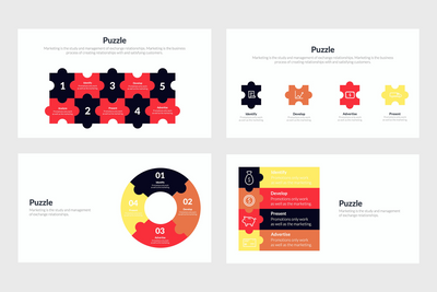 PPT Puzzle Infographics Templates for PowerPoint, Keynote, Google Slides, Adobe Illustrator, Adobe Photoshop
