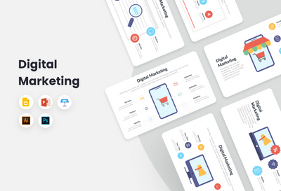 PPT Digital Marketing Infographics Templates for PowerPoint, Keynote, Google Slides, Adobe Illustrator, Adobe Photoshop