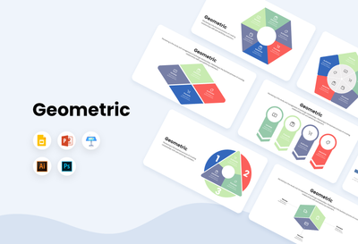 PPT Geometric Infographics Templates for PowerPoint, Keynote, Google Slides, Adobe Illustrator, Adobe Photoshop