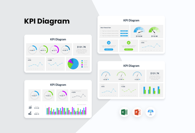 PPT KPI Diagrams Infographics Templates for PowerPoint, Excel, Keynote