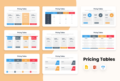 PPT Pricing Tables Infographics Templates for PowerPoint, Keynote, Google Slides