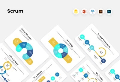 PPT SCRUM Infographics Templates for PowerPoint, Keynote, Google Slides, Adobe Illustrator, Adobe Photoshop