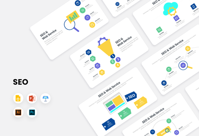 PPT SEO And Web Service Infographics Templates for PowerPoint, Keynote, Google Slides, Adobe Illustrator, Adobe Photoshop