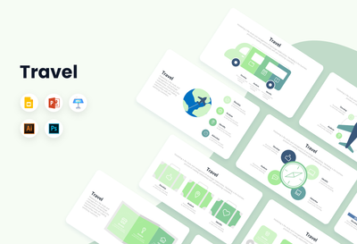 PPT Travel Infographics Templates for PowerPoint, Keynote, Google Slides, Adobe Illustrator, Adobe Photoshop