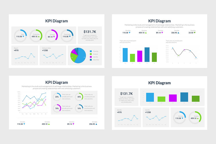 PPT KPI Diagrams Infographics Templates for PowerPoint, Excel, Keynote