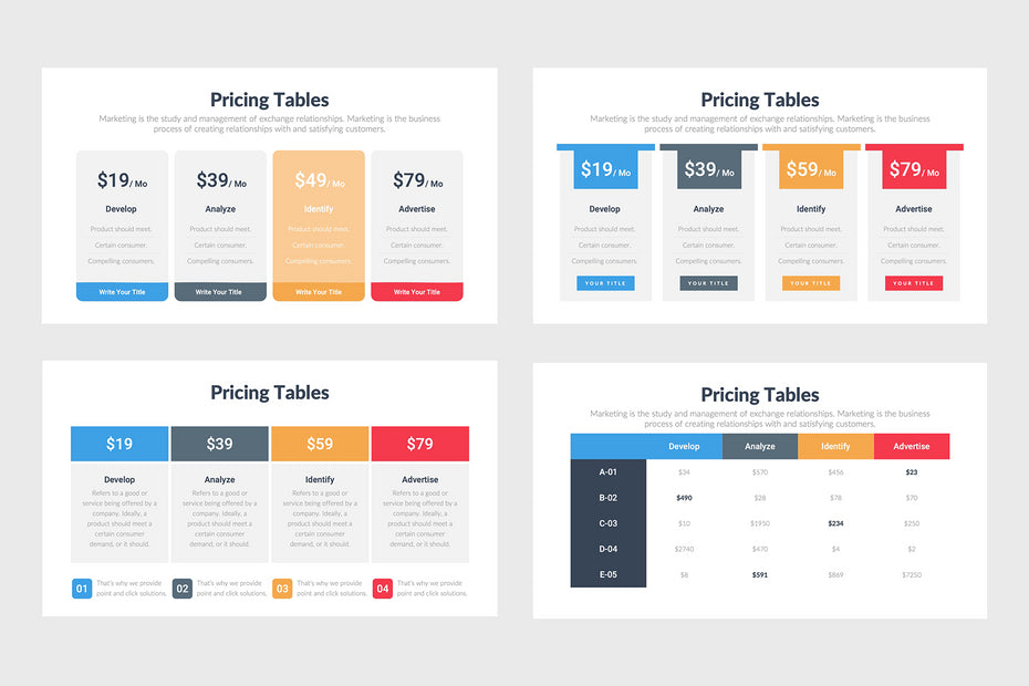 PPT Pricing Tables Infographics Templates for PowerPoint, Keynote, Google Slides