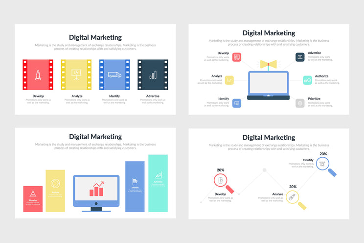 PPT Digital Marketing Infographics Templates for PowerPoint, Keynote, Google Slides, Adobe Illustrator, Adobe Photoshop