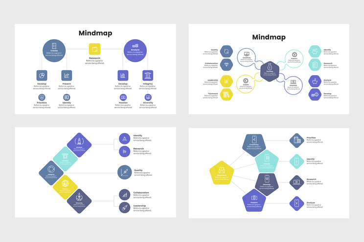 PPT Mindmap Infographics Templates for PowerPoint, Keynote, Google Slides, Adobe Illustrator, Adobe Photoshop