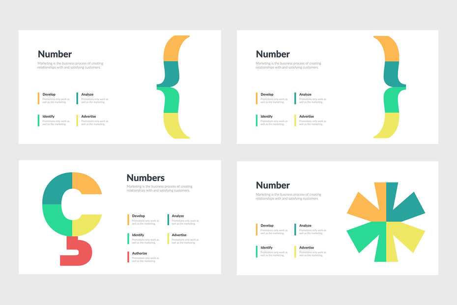 PPT Number Infographics Templates for PowerPoint, Keynote, Google Slides, Adobe Illustrator, Adobe Photoshop