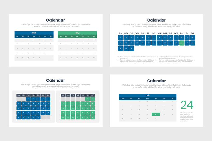 PPT Calendar Infographics Templates for PowerPoint, Keynote, Google Slides, 