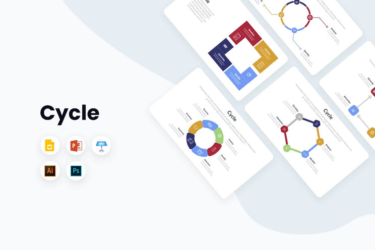 PPT Cycle Infographics Templates for PowerPoint, Keynote, Google Slides, Adobe Illustrator, Adobe Photoshop