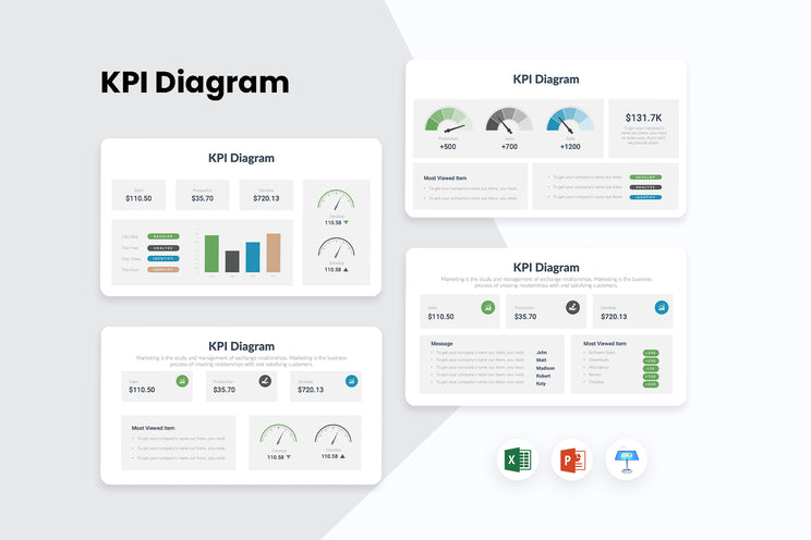 PPT KPI Diagrams Infographics Templates for PowerPoint, Excel, Keynote