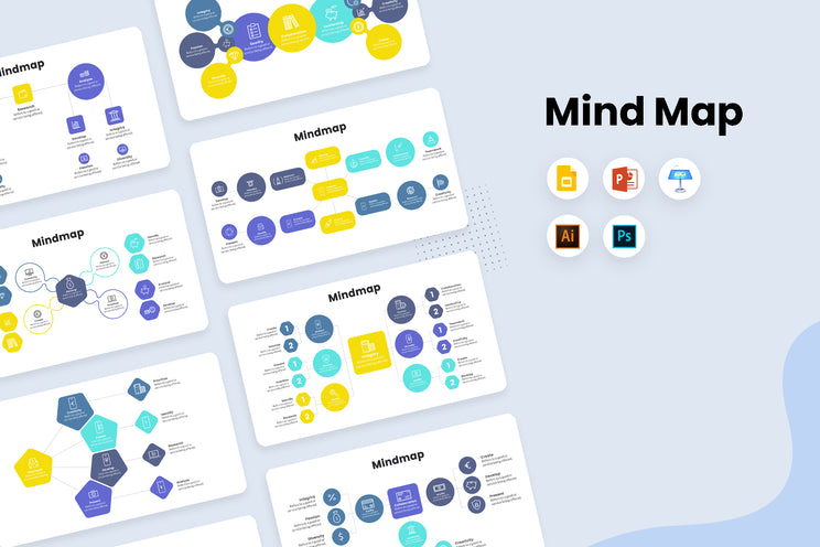 PPT Mindmap Infographics Templates for PowerPoint, Keynote, Google Slides, Adobe Illustrator, Adobe Photoshop